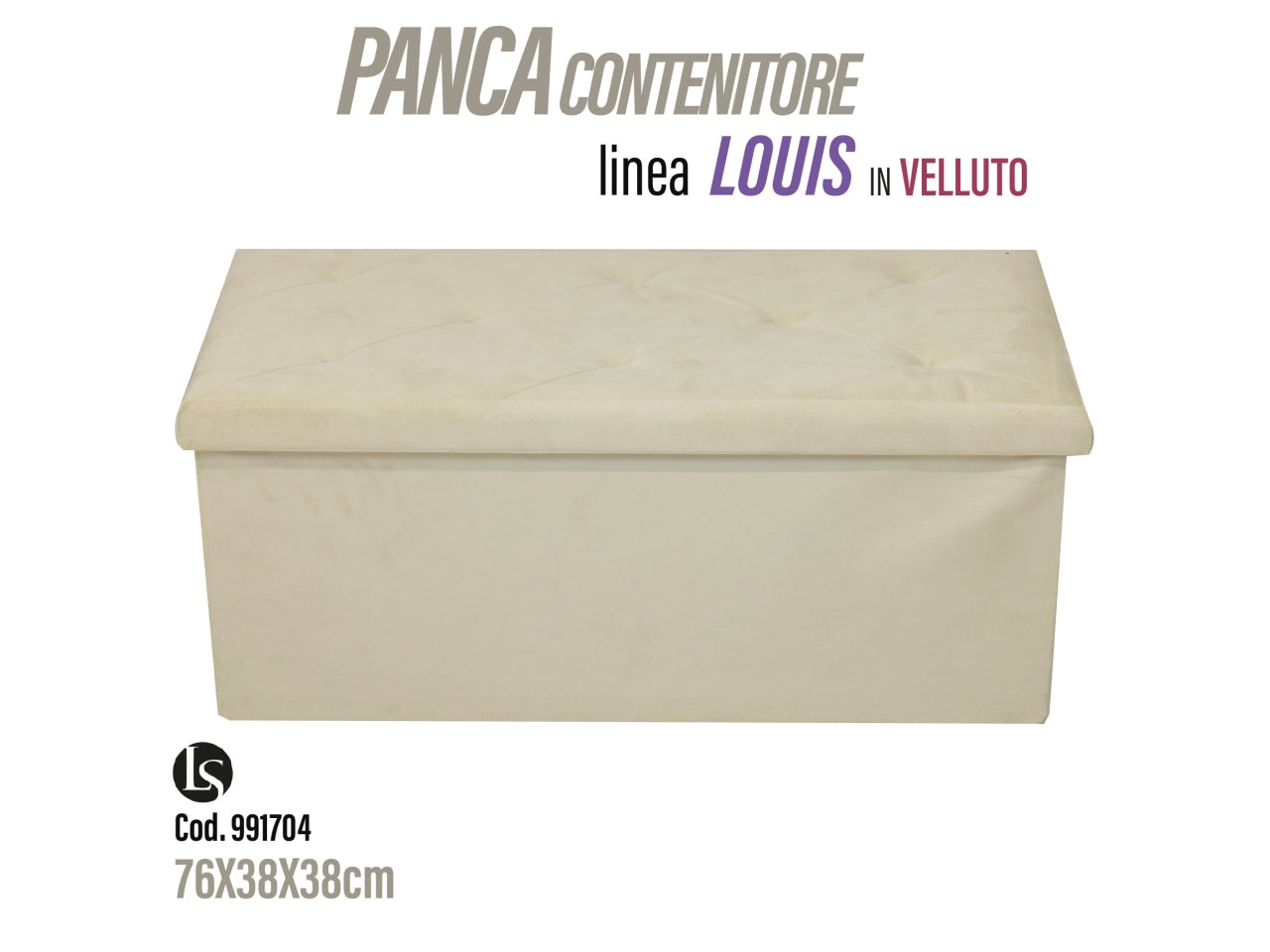 Uni pouf velluto 76x38x38cm di colore tortora