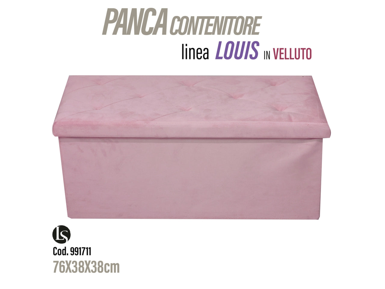 Uni pouf velluto 76x38x38cm di colore rosa
