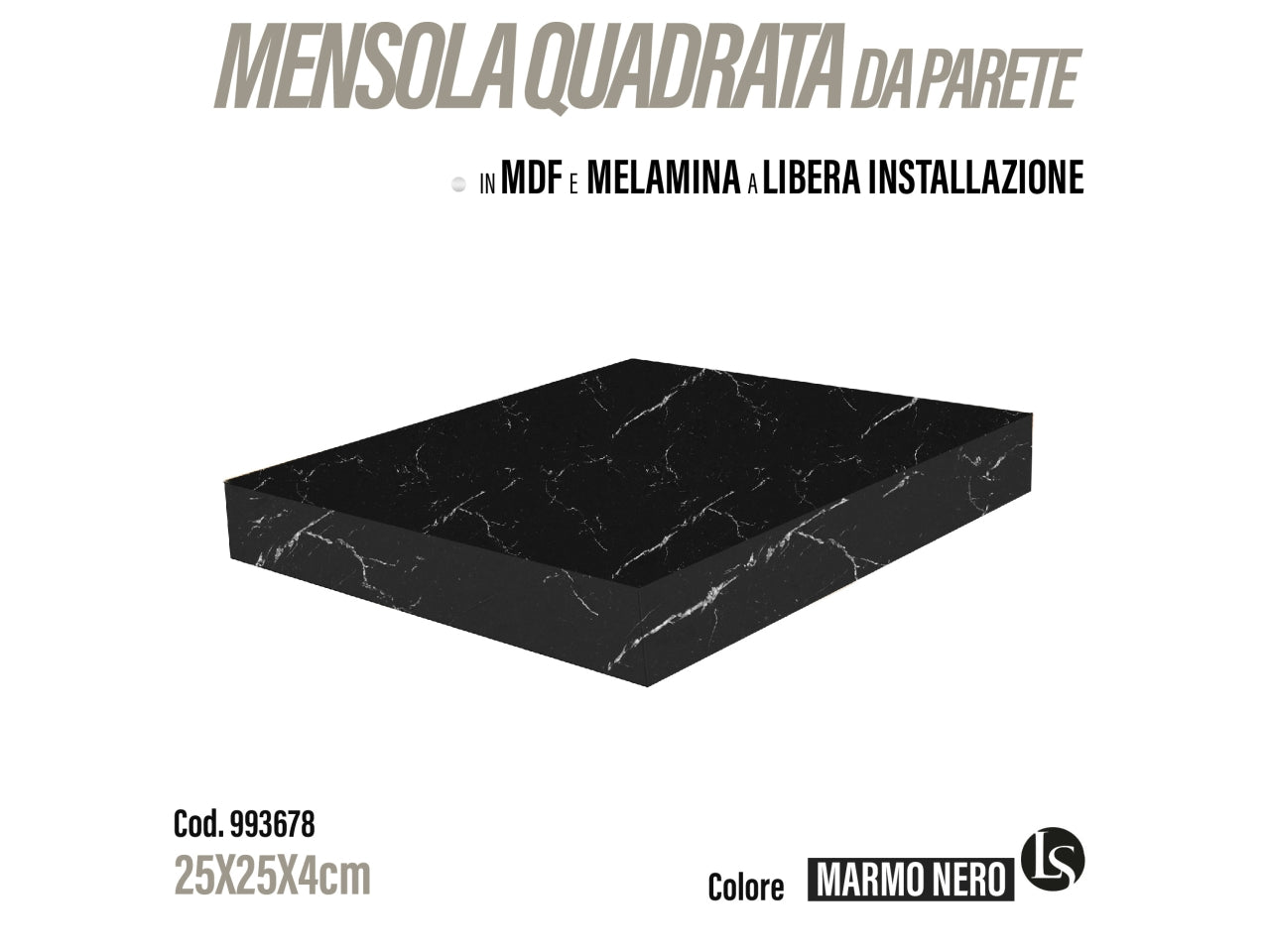 Rus mensola mdf 25x25x3.8cm