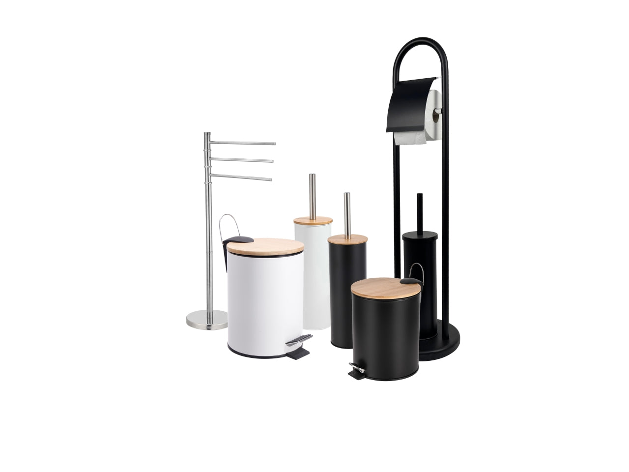 Lig porta scopino in melanina e bambu di colore bianco 10x38cm