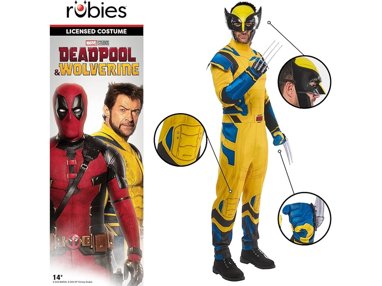 Costume adulto wolverine deluxe, composto da tuta, guanti con lame e maschera taglia L