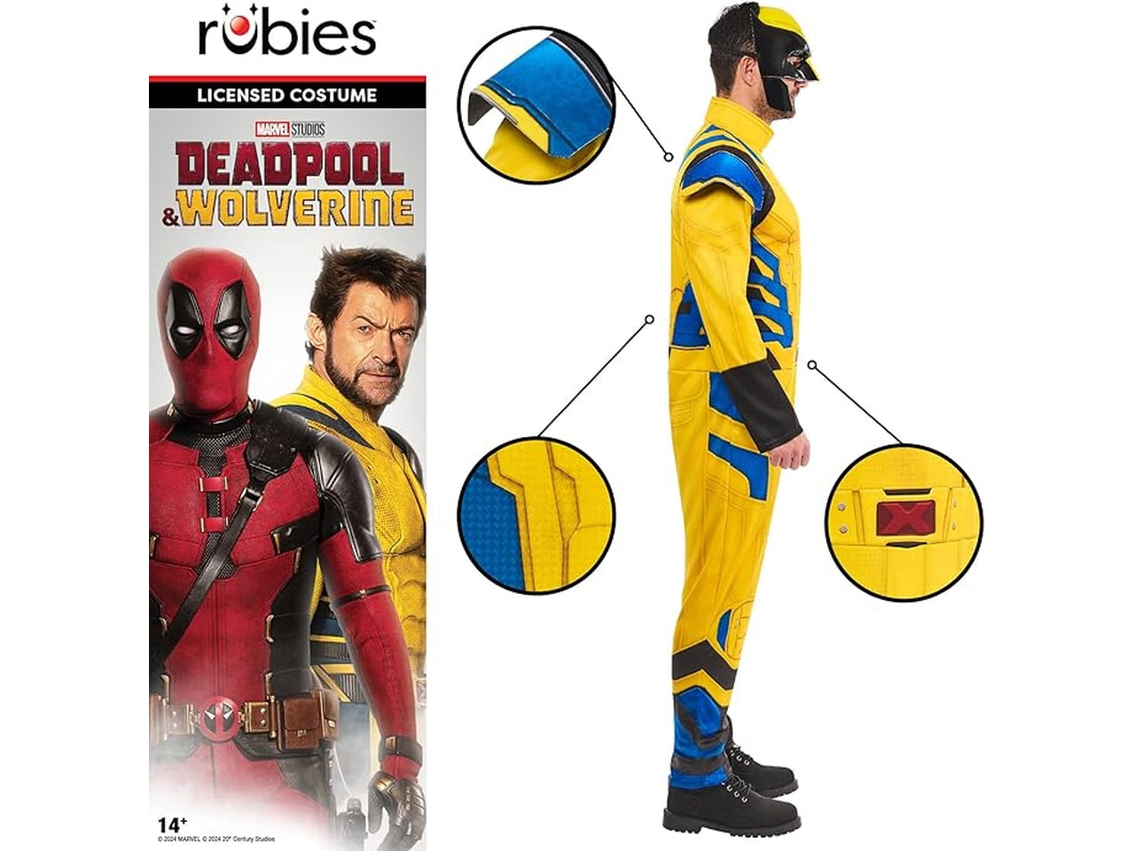 Costume adulto wolverine deluxe, composto da tuta, guanti con lame e maschera taglia L