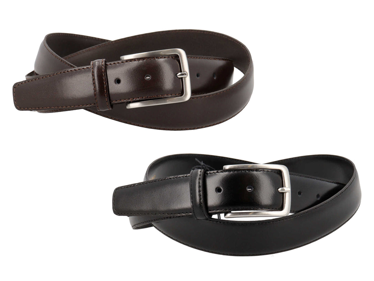 Cintura pelle soave cucitura fine extralunga nero o marrone misure assortite assortite