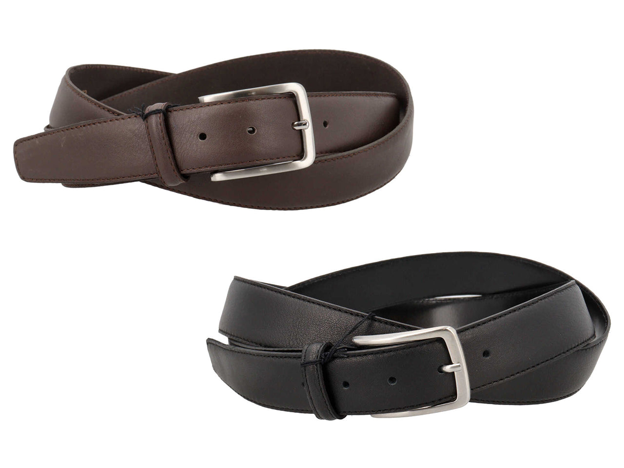 Cintura vitello nappa cucitura fine extralunga nero o moro misure assortite