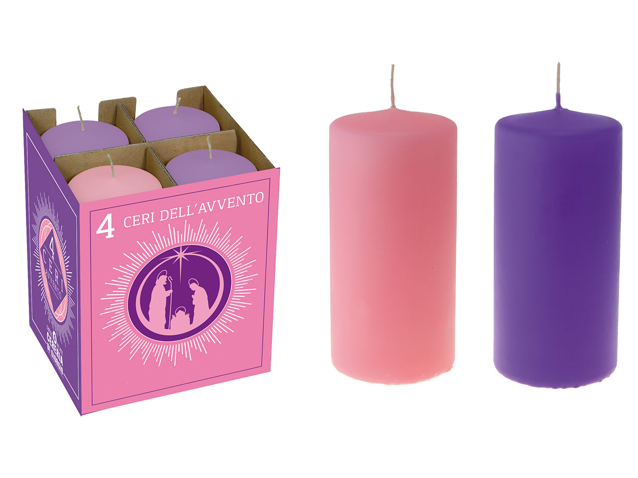 Candela cero avvento 70x15cm la confezione contiene 4 candele