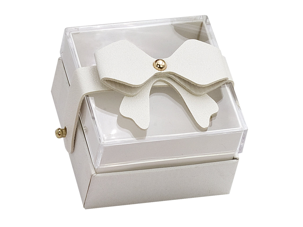 Scatola in cartone e plexiglass e divisorio 6,8x6,8x4,6cm avorio