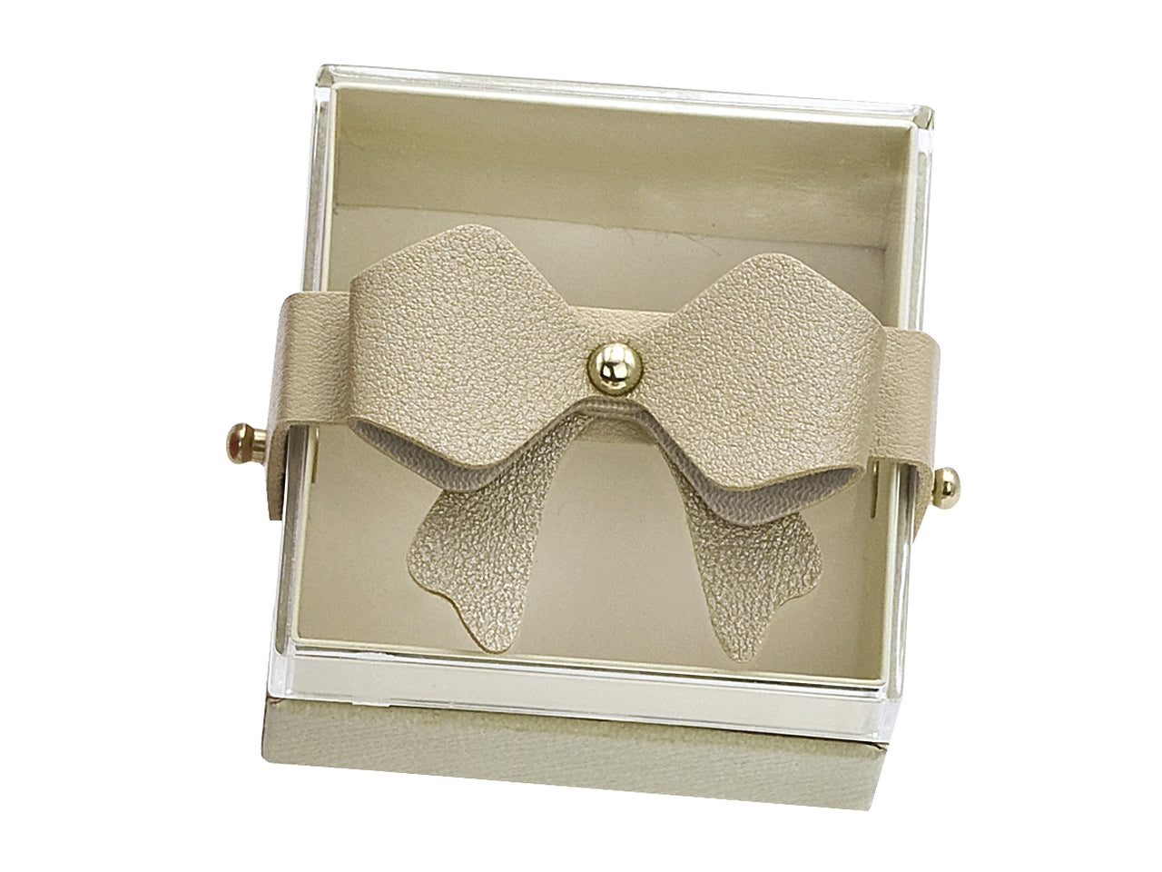 Scatola in cartone e plexiglass e divisorio 6,8x6,8x4,6cm beige