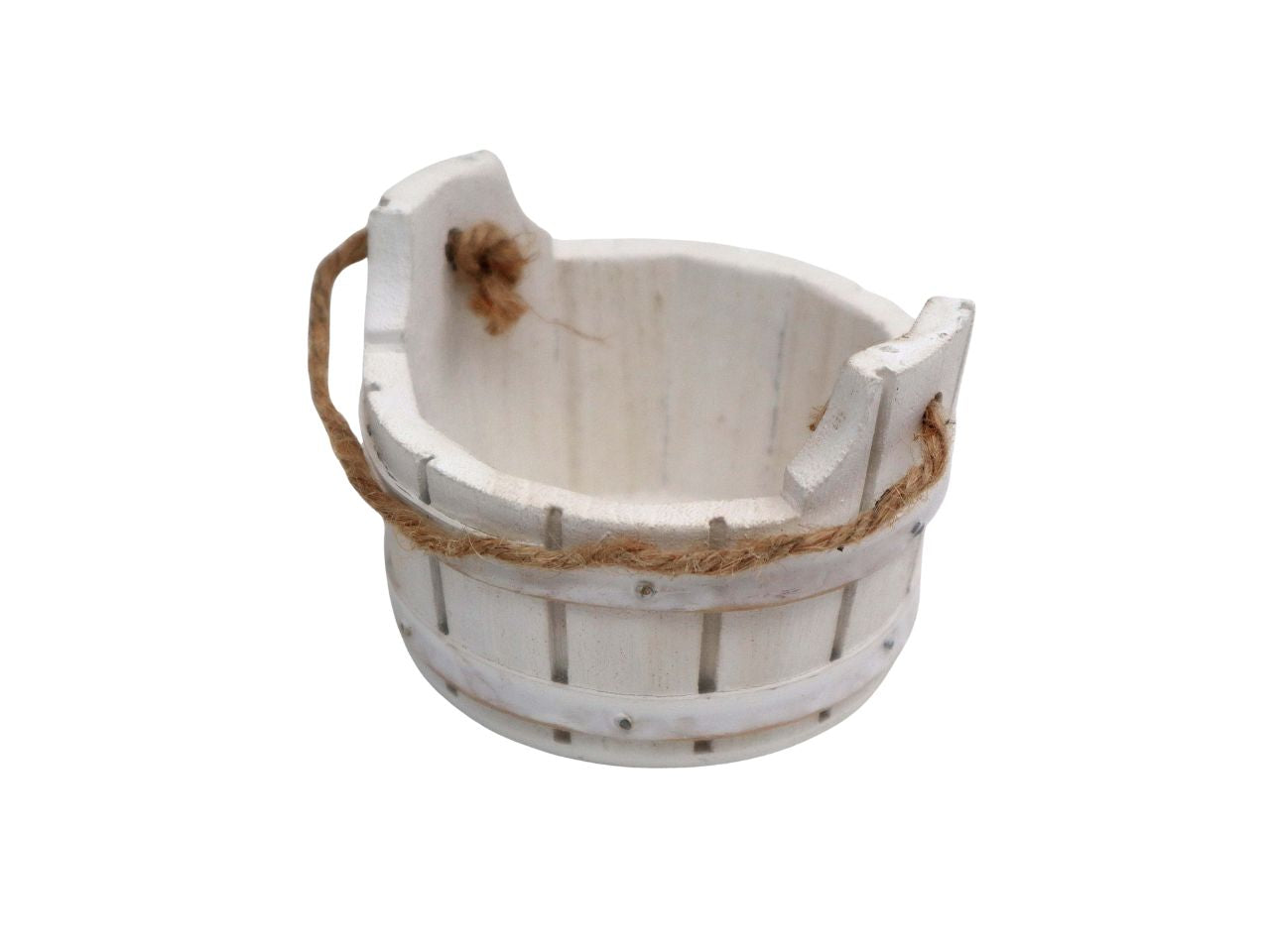 Tinozza in legno 8,5x8,5x6cm bianco