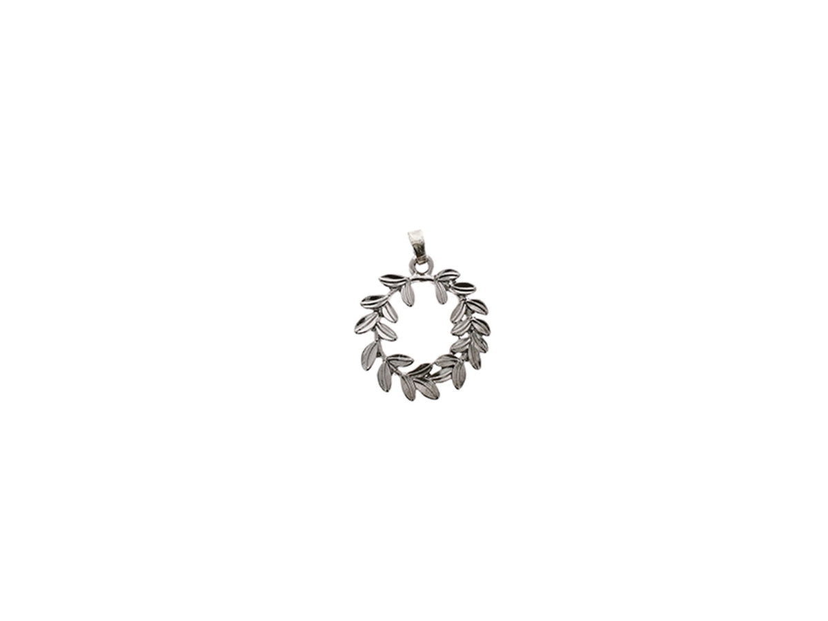 Ciondolo corona alloro diametro 3cm argento