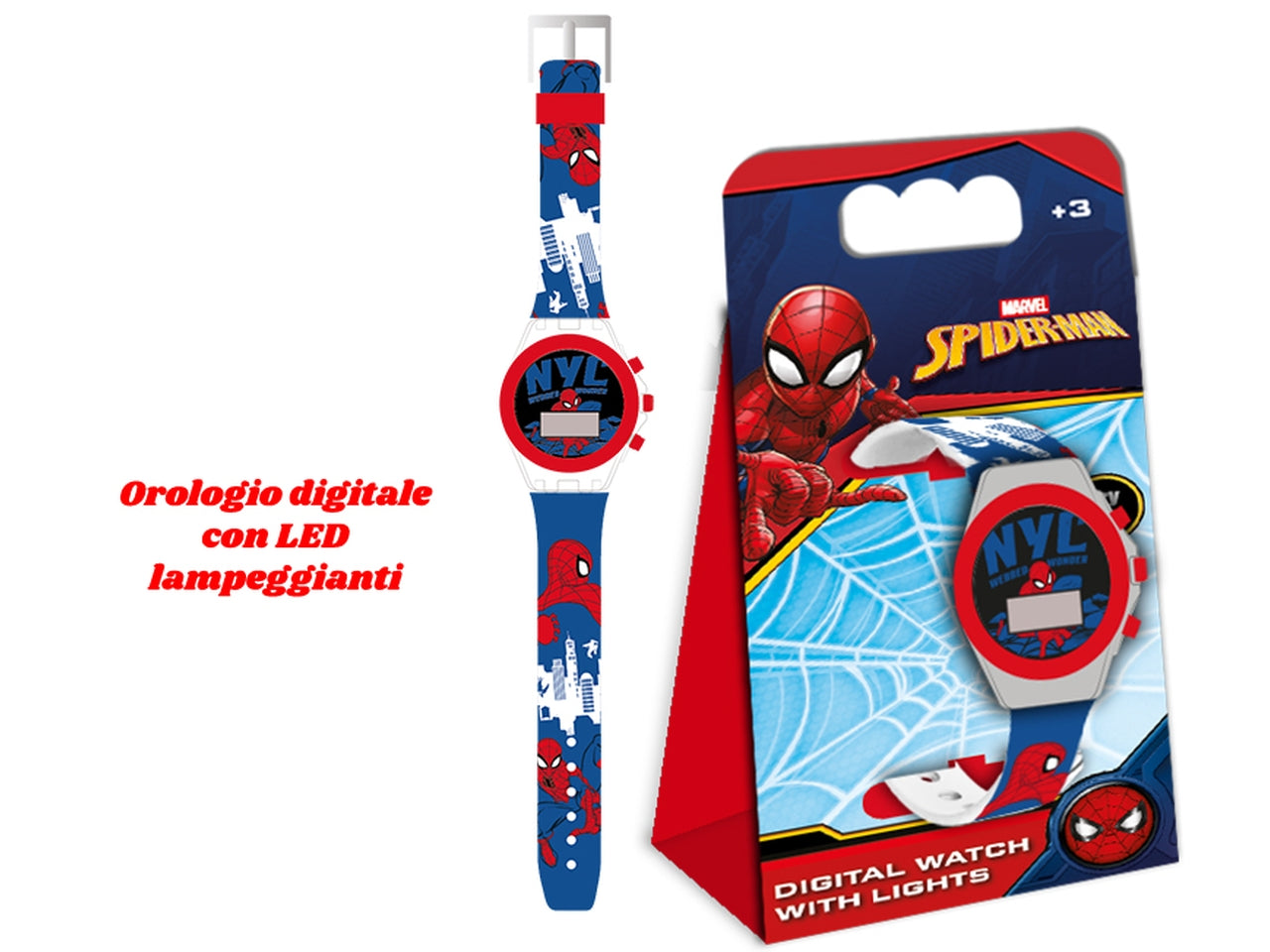 Spiderman orologio digitale con led lampeggianti