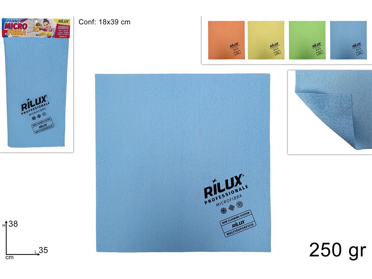 Panno in microfibra 250gr/m2 35x38cm 4 assortiti