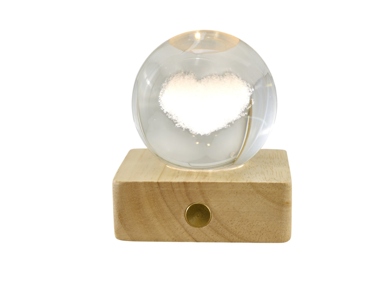 Sfera lampada led con cuore su base quadrata 6x8cm