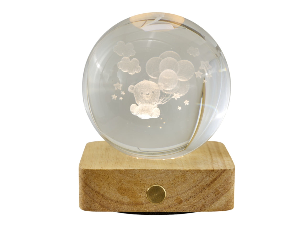 Sfera lampada led con orso su base quadrata 8x10cm