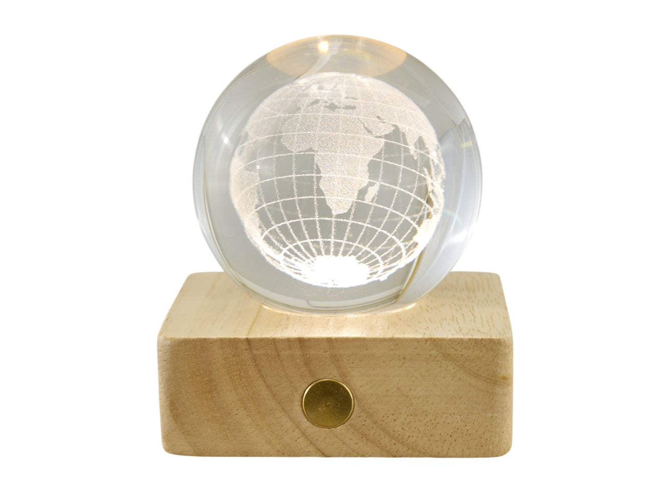 Sfera lampada led con mondo su base quadrata 6x8cm