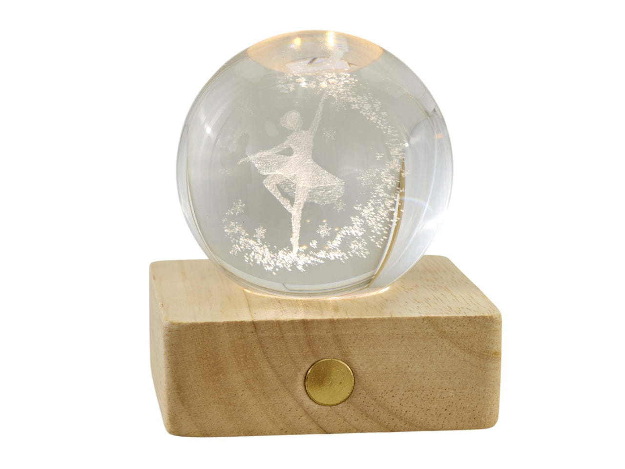 Sfera lampada led con ballerina su base quadrata 6x8cm