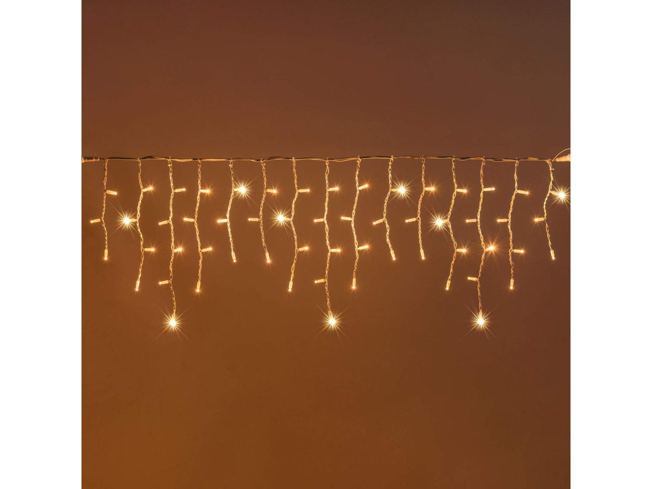 Tenda luci 114 maxi led 3x0,5mt bianco caldo con giochi di luce bianco caldo automatico flash led diamond, cavo bianco prolungabile per uso esterno IP67