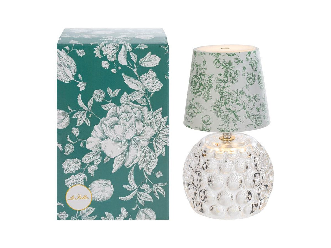 Toile lampada led touch con cappa a fantasia verde 11xh.20cm