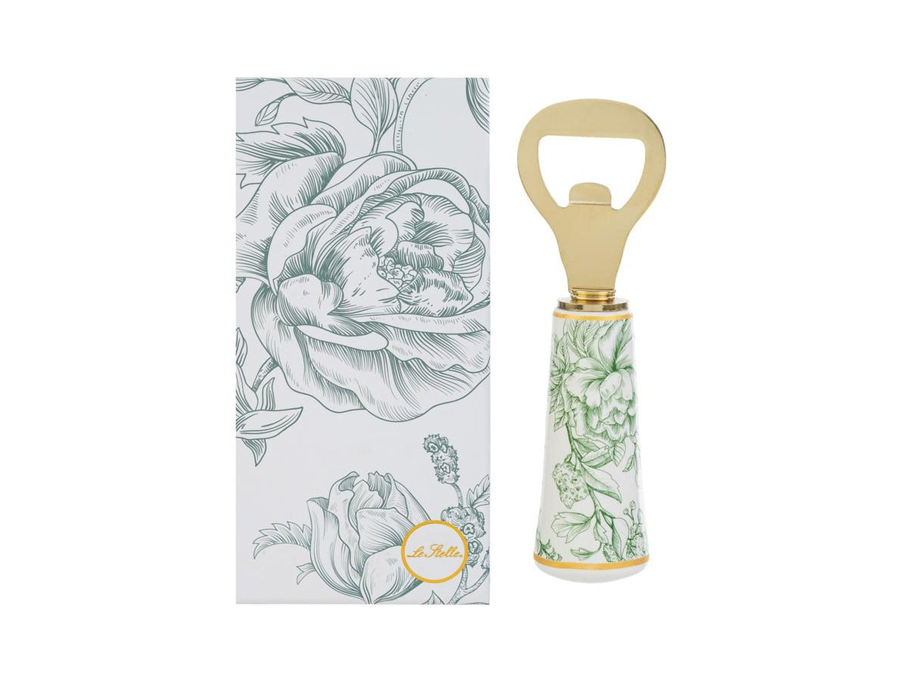 Apribottiglie 12cm con manico a fantasia verde