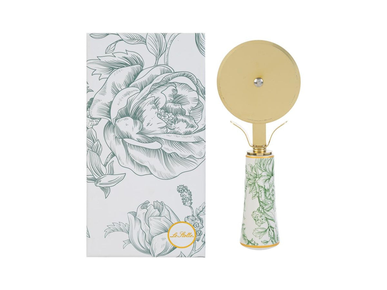 Taglia pizza 15cm con manico a fantasia verde