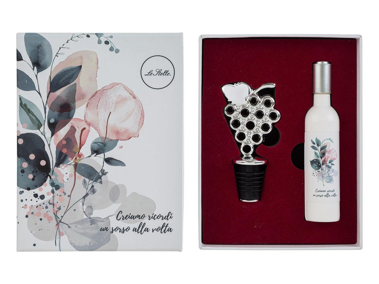 Sorsi d'amore accessori vino in scatola con apribottiglia e tappo