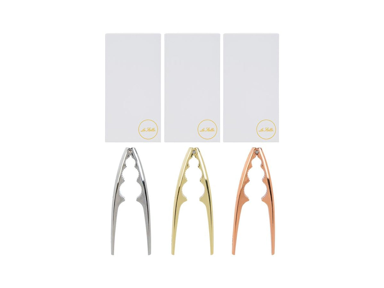 Schiaccianoci metallo 17,5x4cm con scatola in 3 colori assortiti