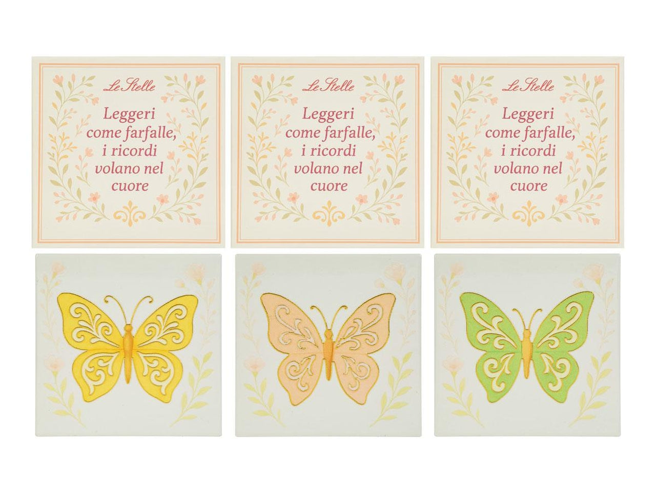 Sottopentola in ceramica con decoro farfalla 15x15cm in 3 assortimenti