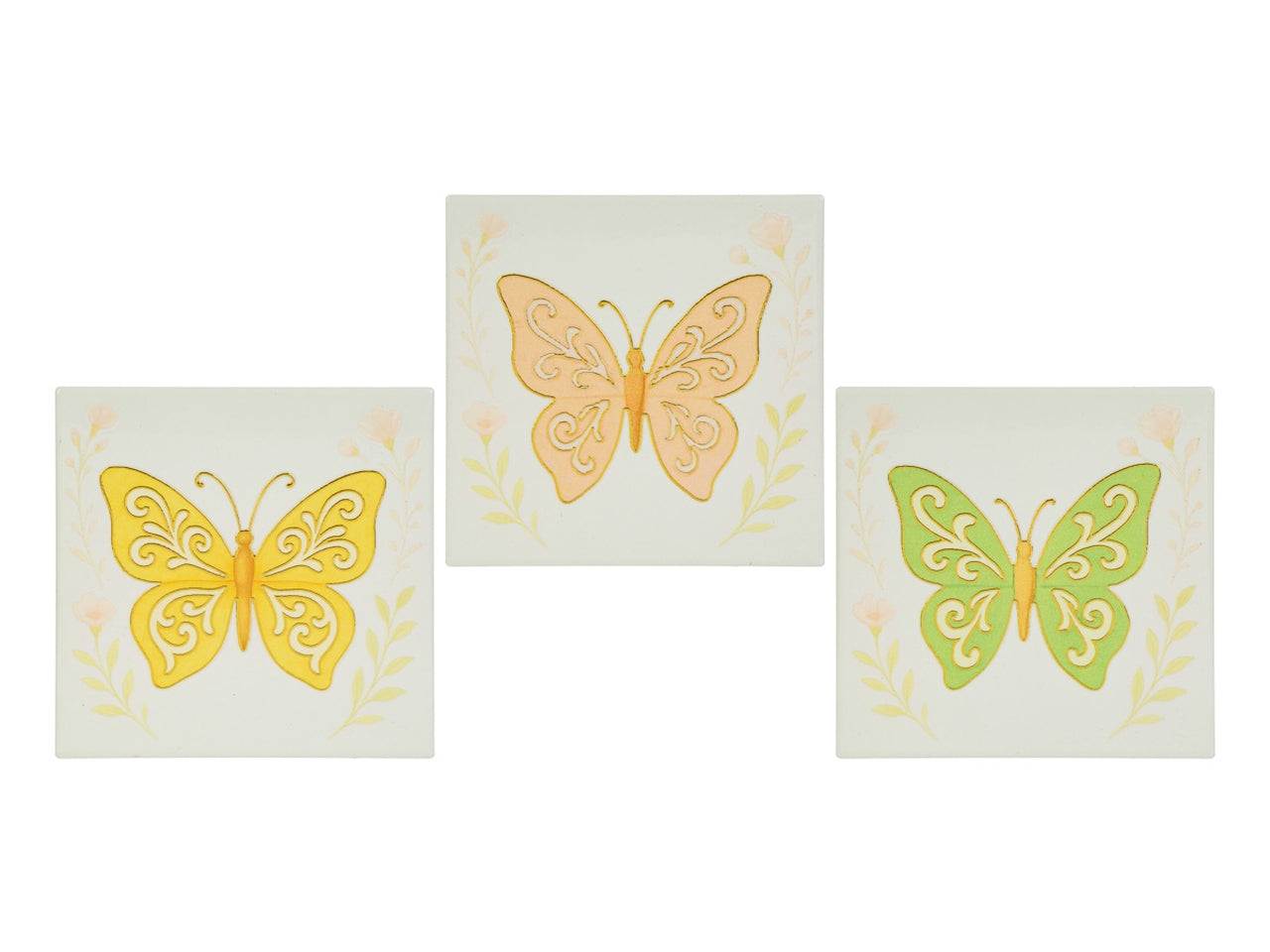 Sottopentola in ceramica con decoro farfalla 15x15cm in 3 assortimenti