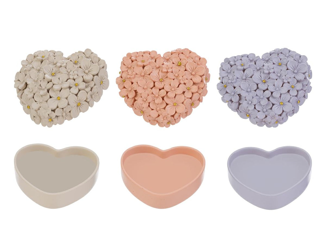 Cofanetto cuore in resina 9x8x4,5cm, in 3 colori assortiti con astuccio