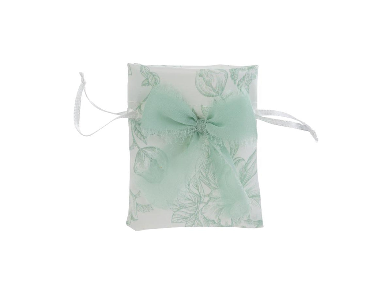 Toile de jouy sacchetto fantasia in raso 8x10cm verde