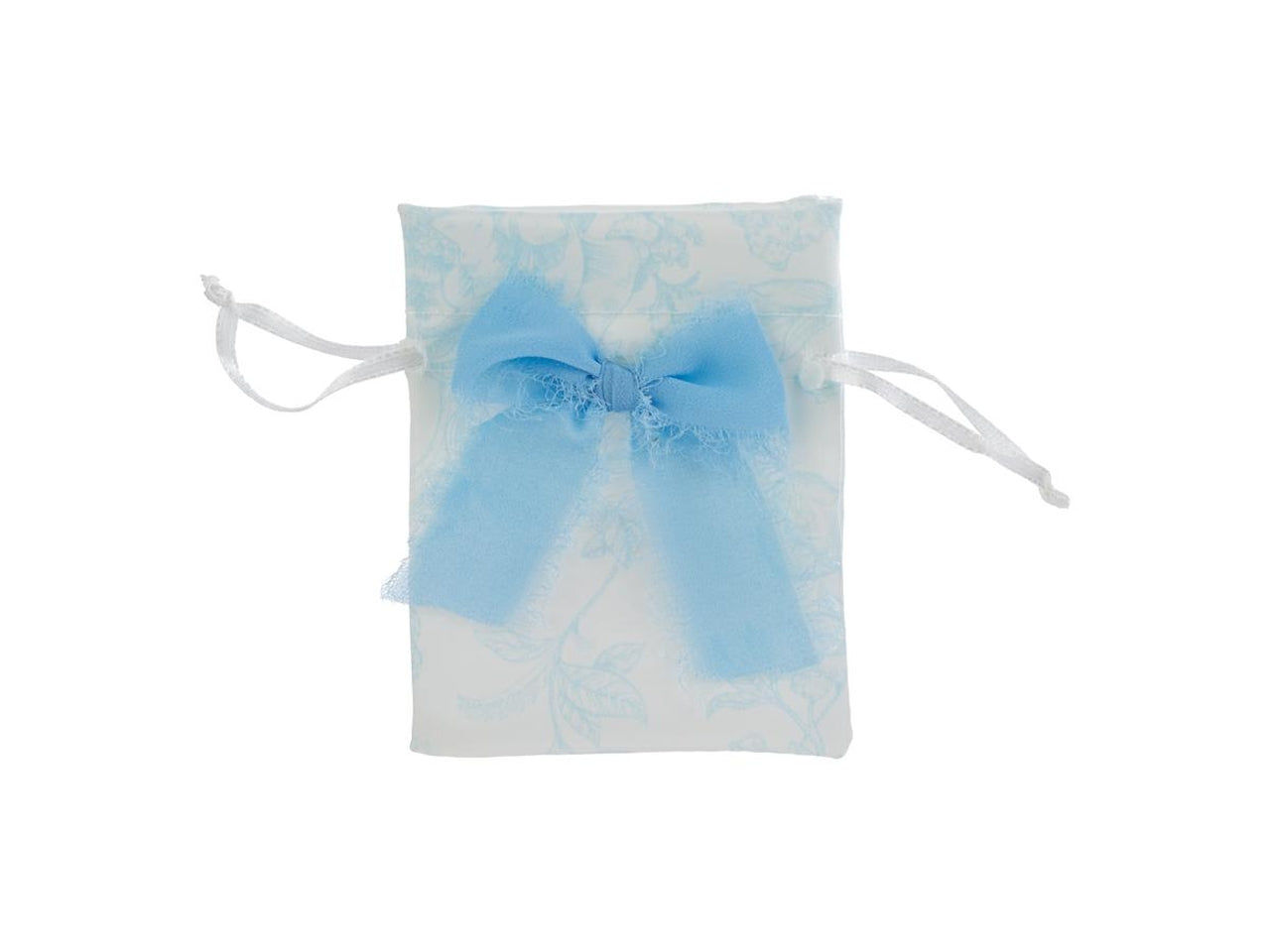 Toile de jouy sacchetto fantasia in raso 8x10cm celeste