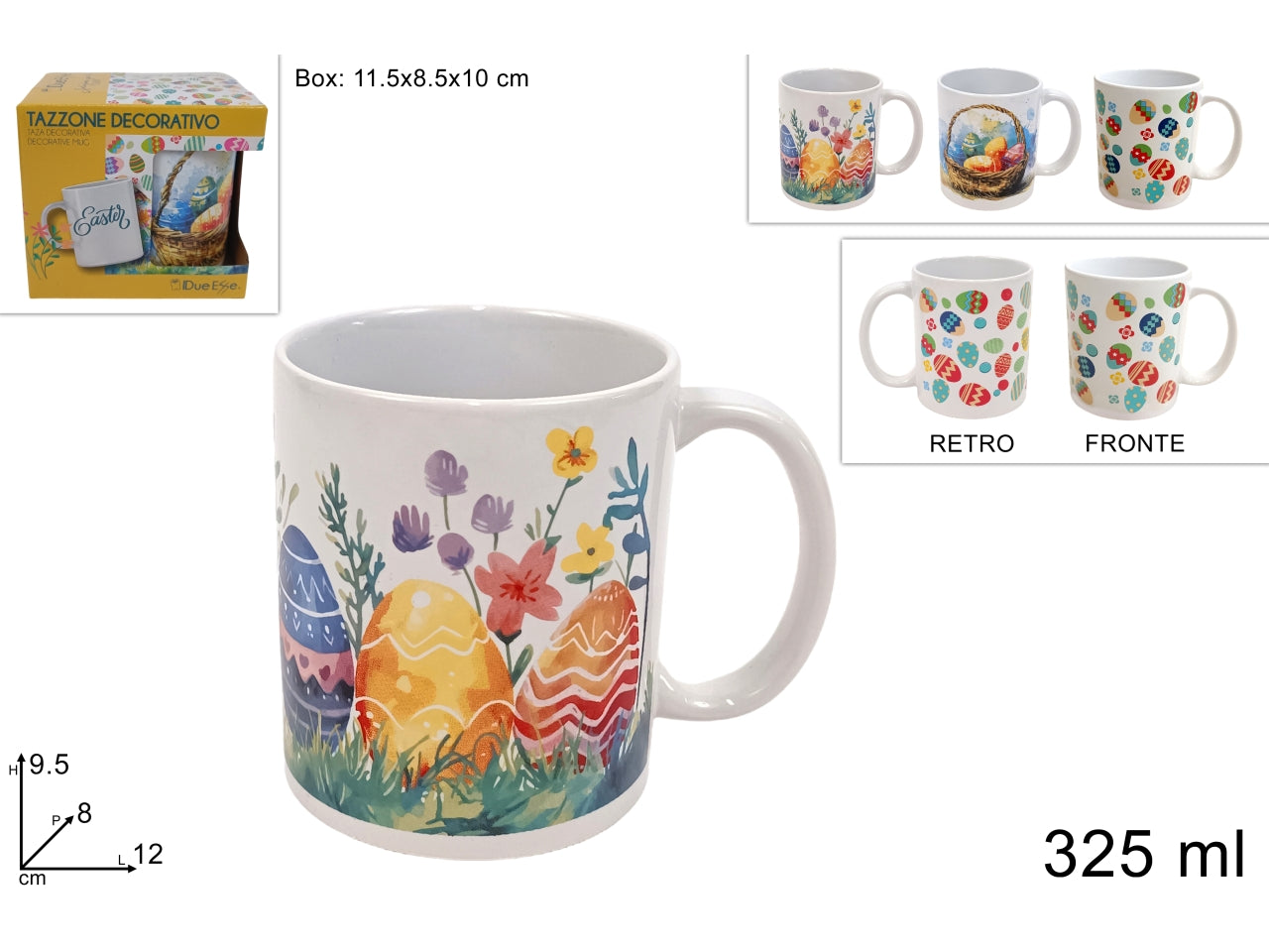 Tazzone mug 325ml decoro pasquale in 3 assortimenti