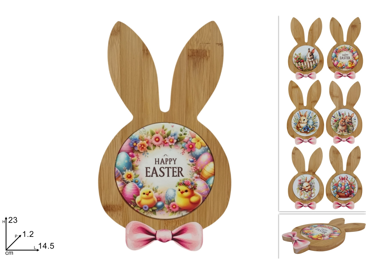 Tagliere in legno coniglio con decoro ceramica in 6 assortimenti