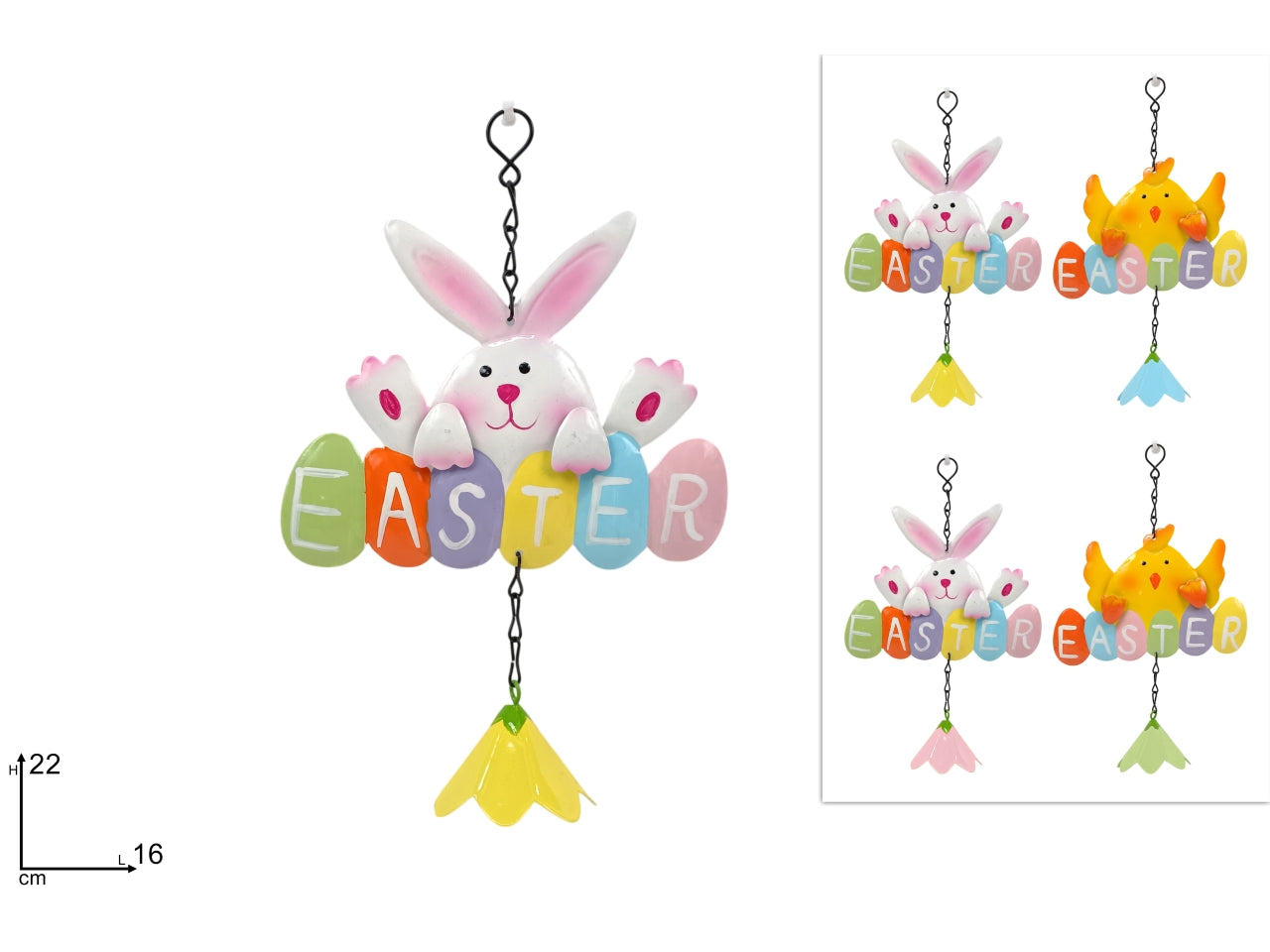 Appendino metallo easter con fiore pendente assortito