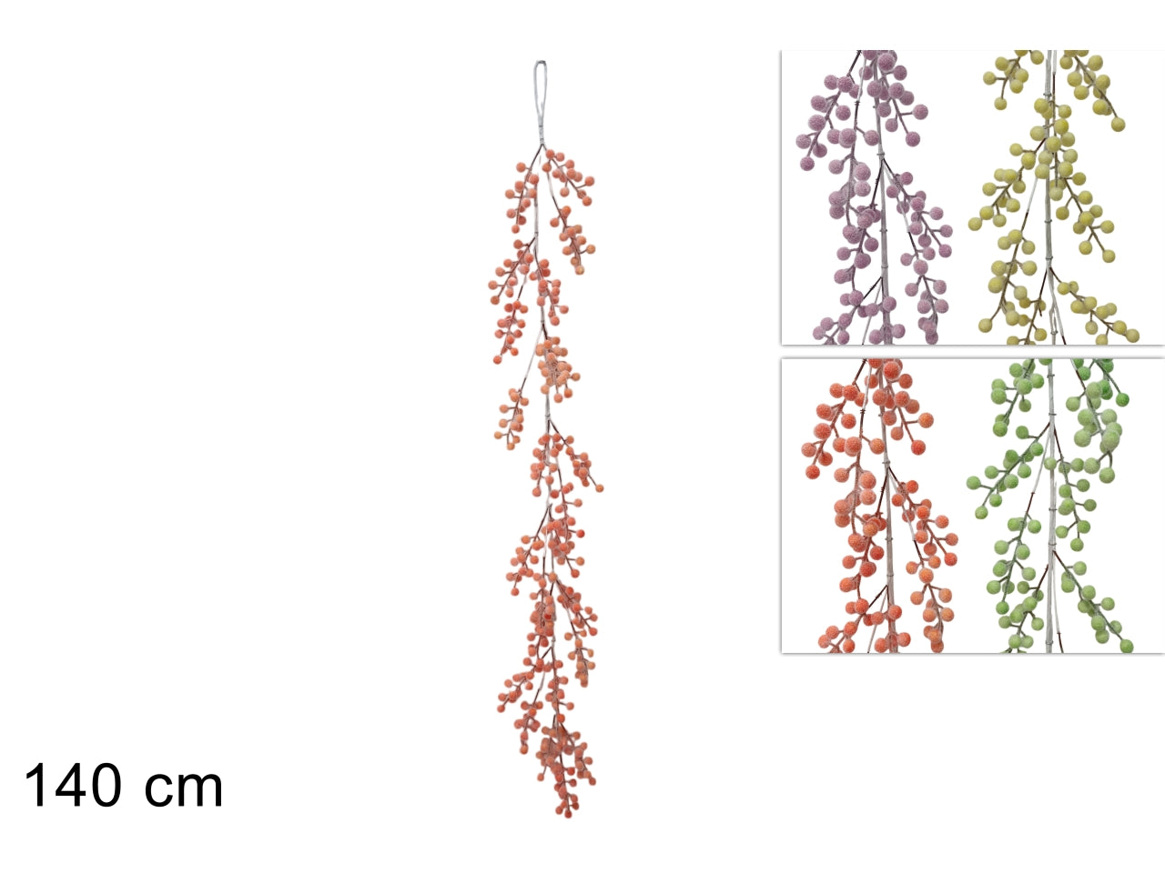 Ghirlanda bacche 140cm in 4 colori assortiti