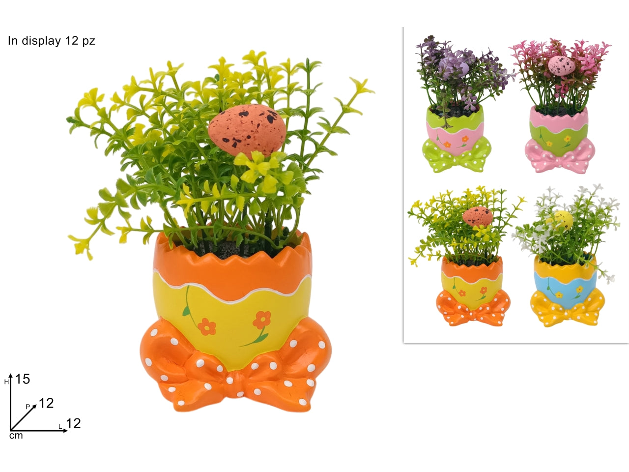 Piantina uovo con fiocco in 4 assortimenti