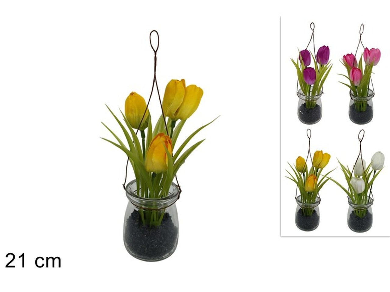 Vaso in vetro tulipano in 4 colori assortiti