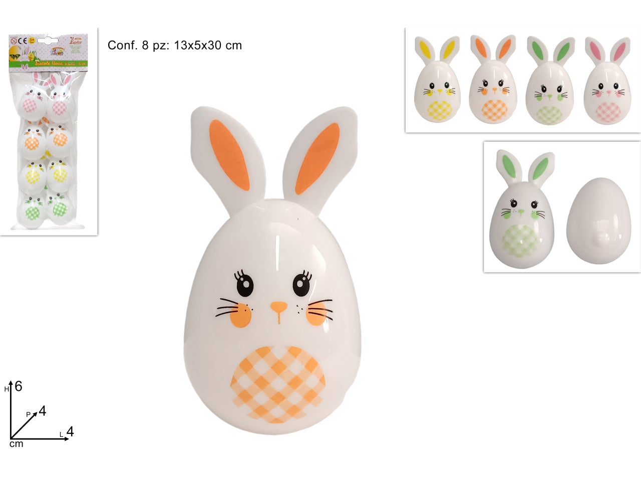 Scatole uova coniglio 6cm set da 8 scatole