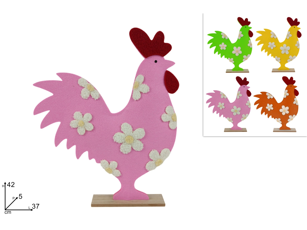 Gallina in feltro 42cm in 4 colori assortiti