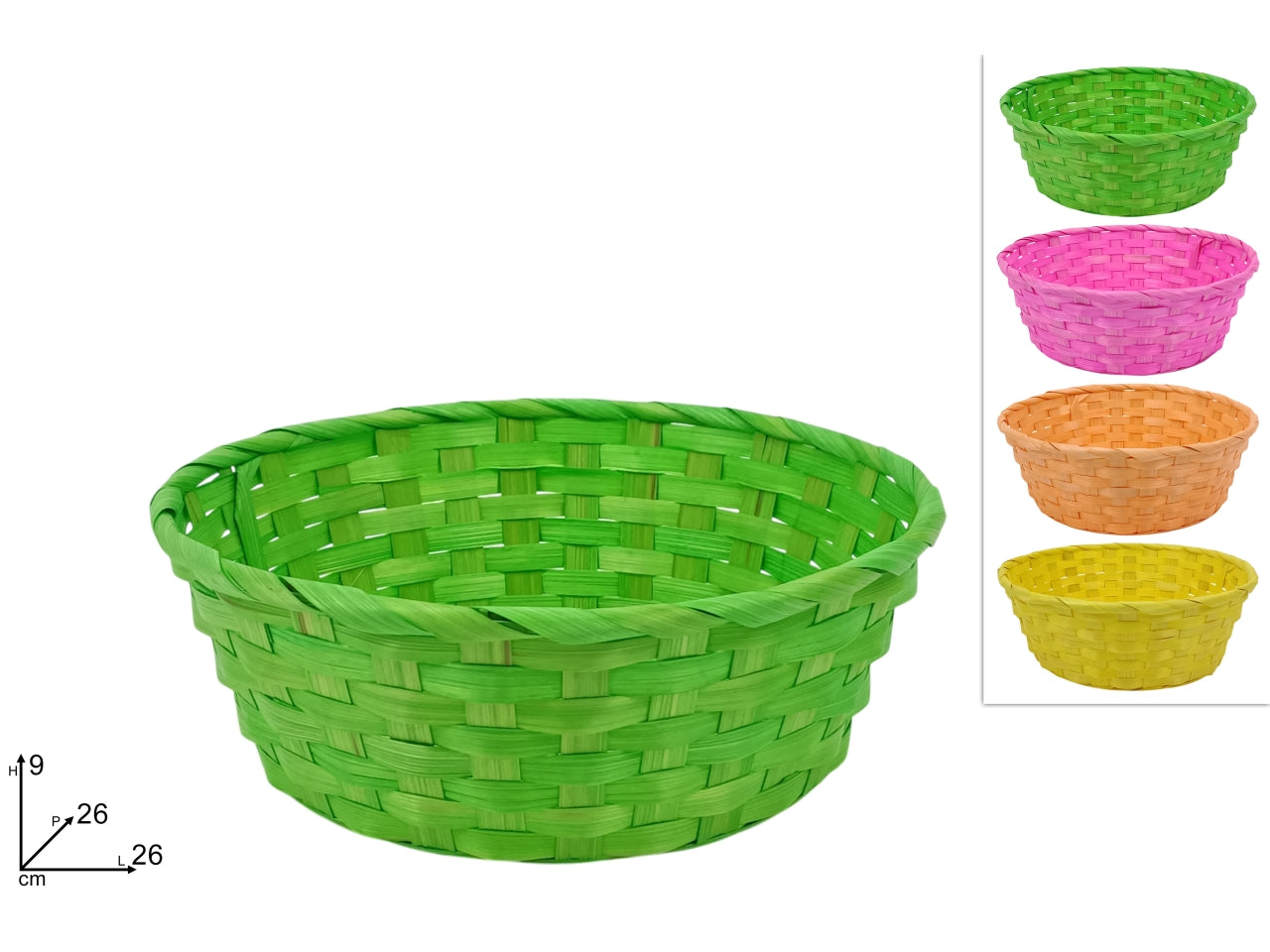 Cestino tondo 26x9cm in 4 colori assortiti