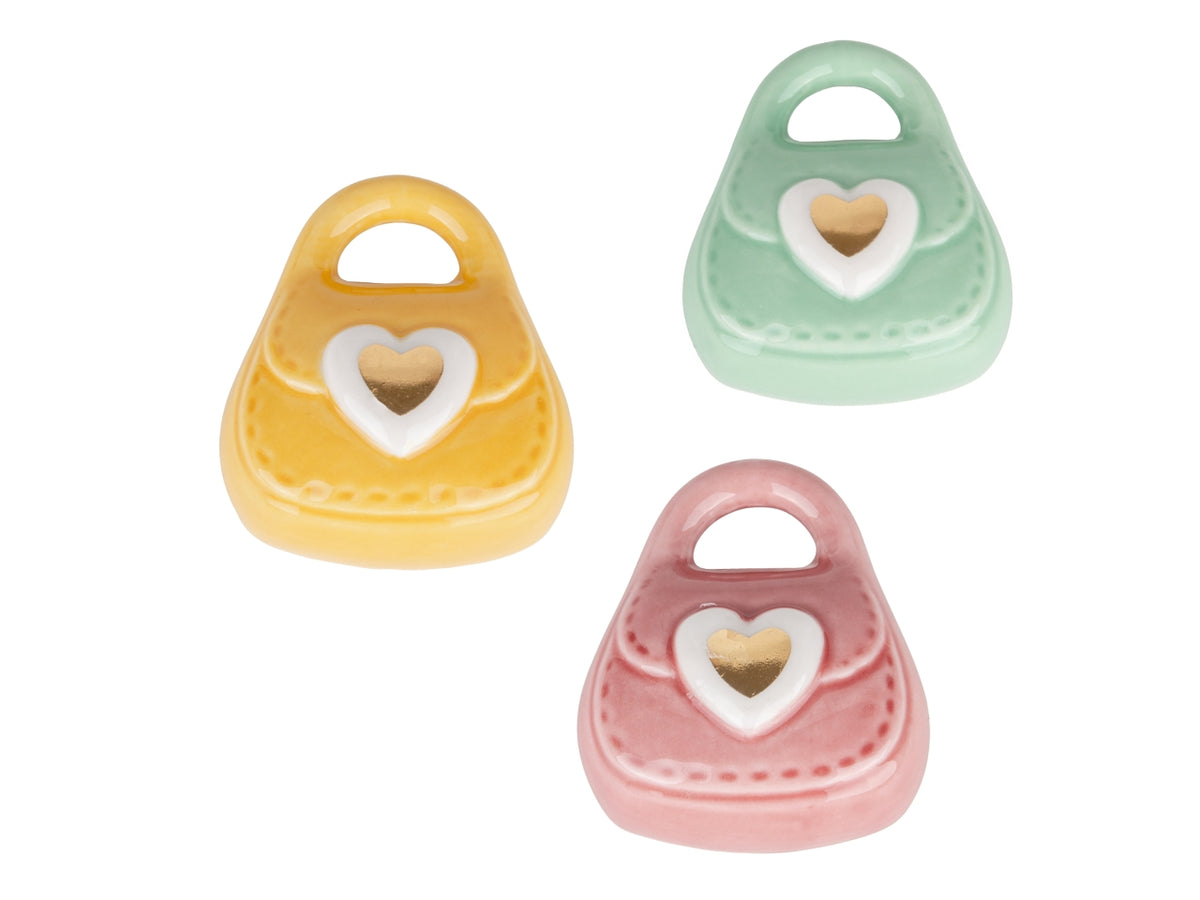 Borsetta magnete in porcellana 6cm, 3colori assortiti