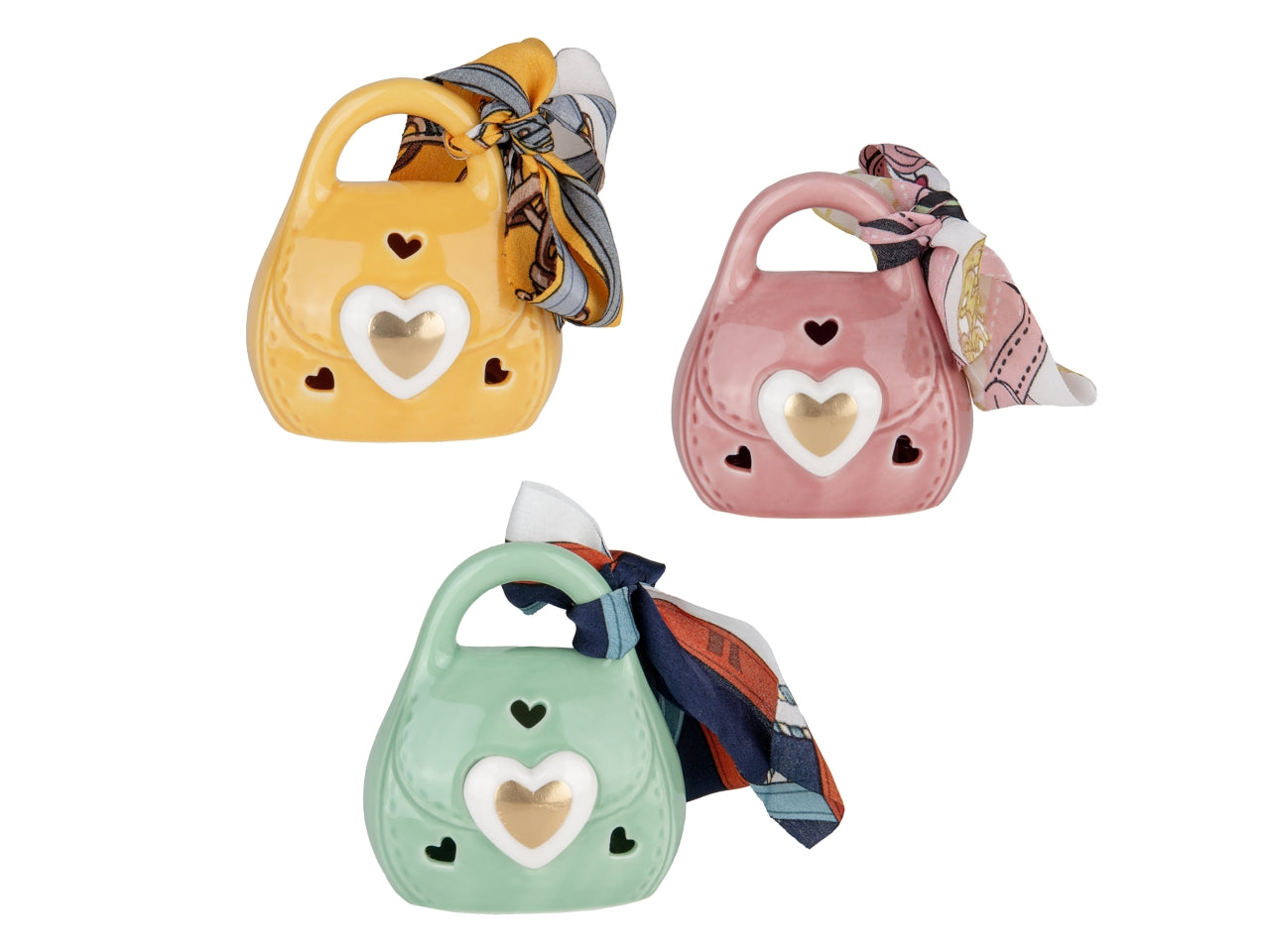 Borsetta in porcellana con led 9cm, 3colori assortiti