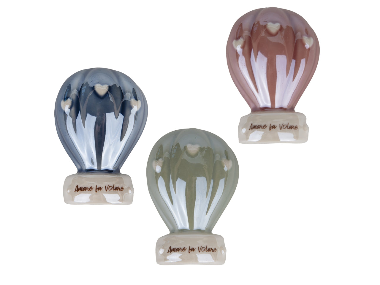 Balloon mongolfiera in porcellana con magnete 6,5cm, 3colori assortiti