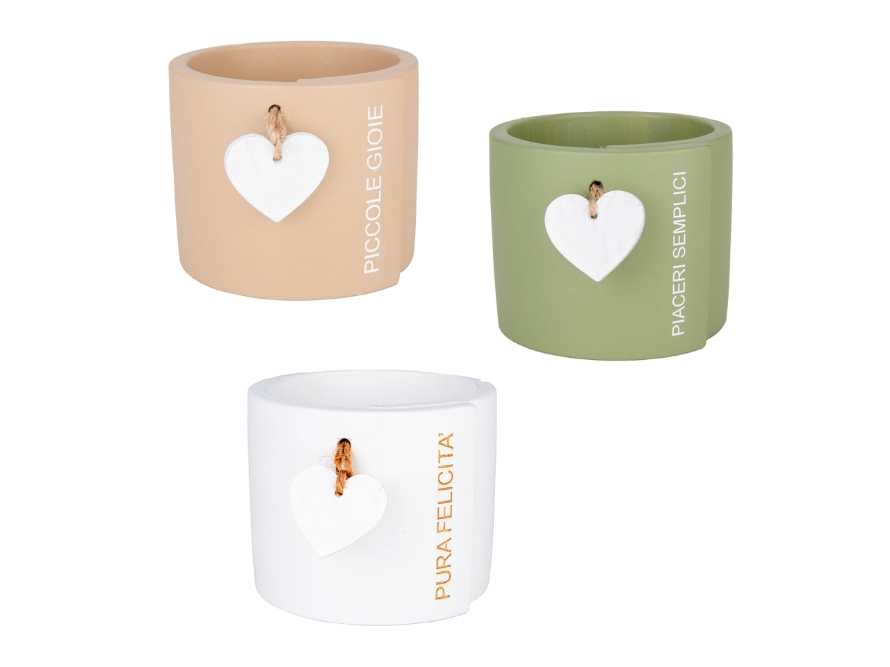 Heart porta piante in terracotta 9,5xh.8cm, 3colori e scritte assortite