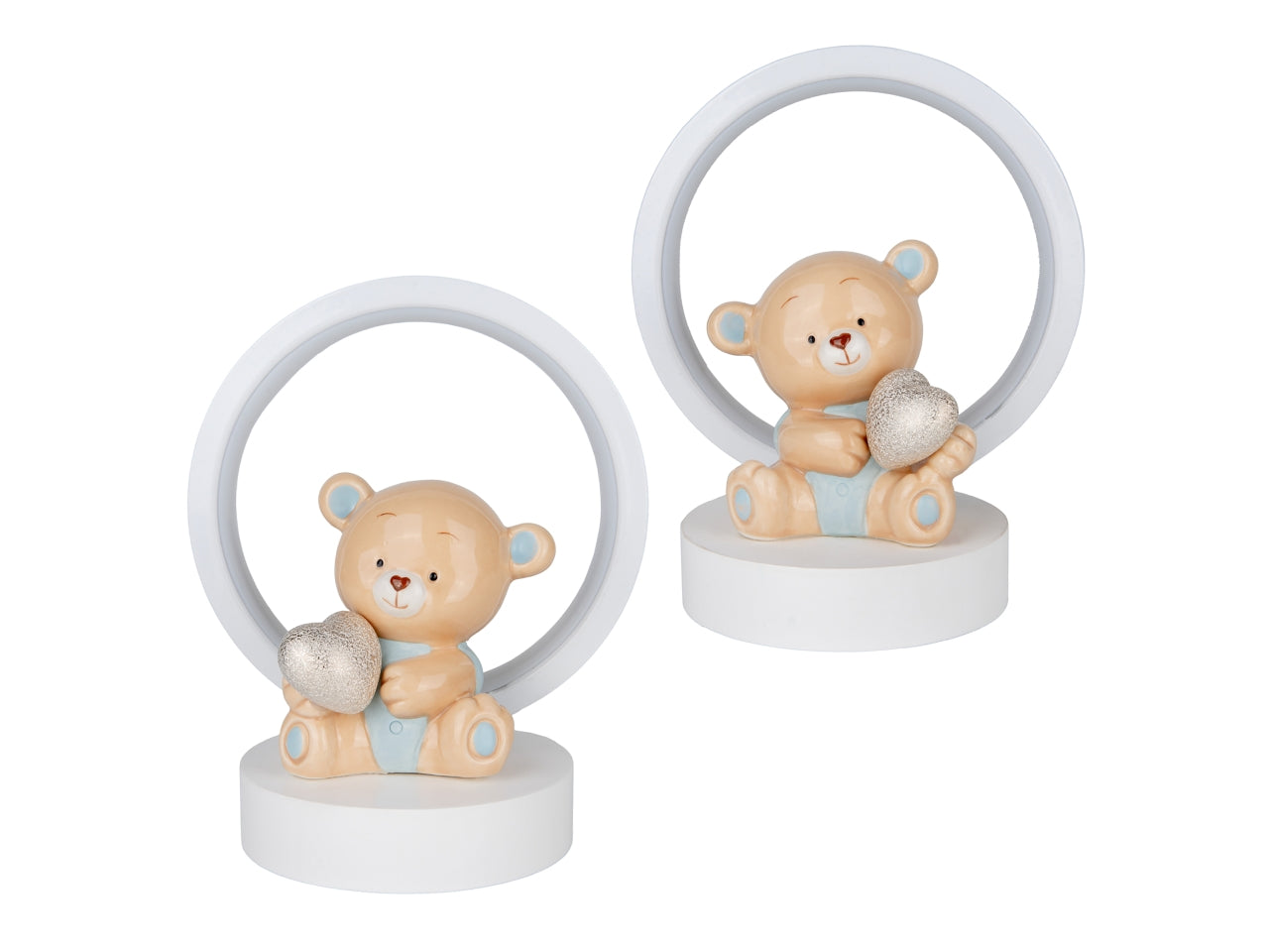 Peluche lampada con orso in porcellana 15xh.18cm celeste, 2assortimenti