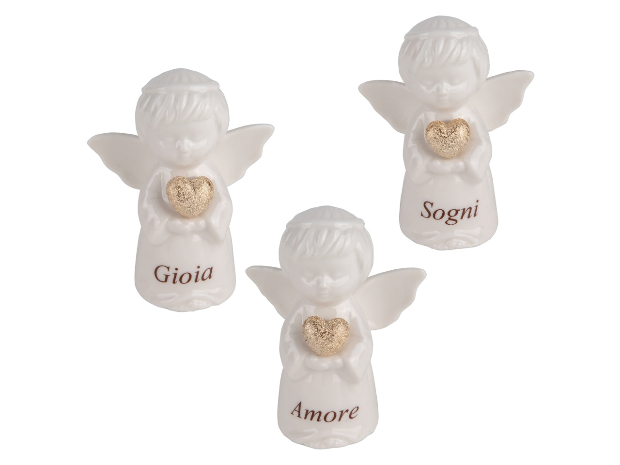 Celeste angelo in porcellana 8cm bianco, 3assortimenti