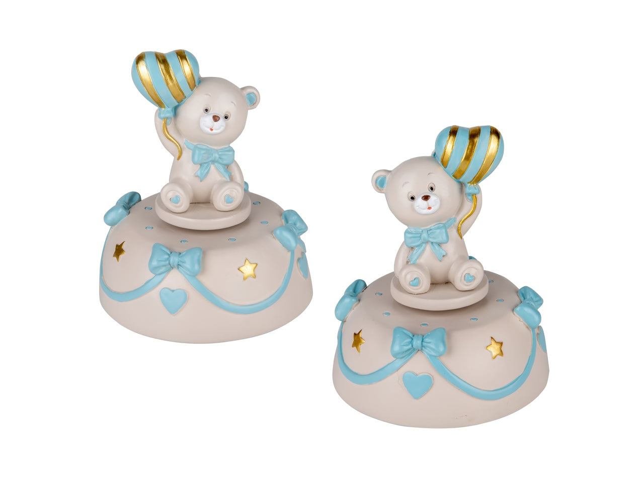 Pupo carillon con orso 10xh.12cm celeste 2assortimenti