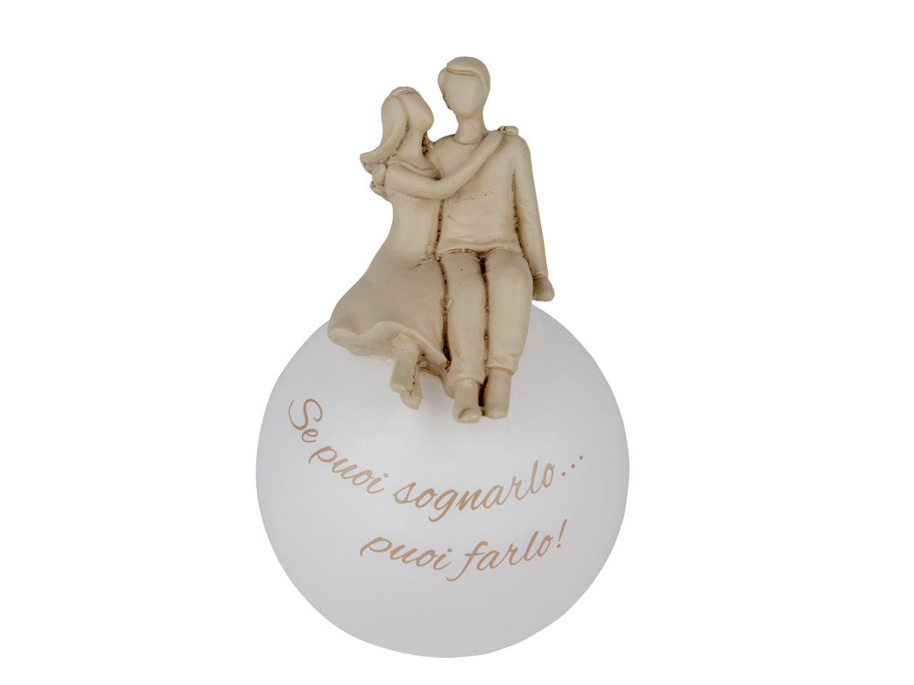 Sognando coppia su sfera in resina con led 12cm