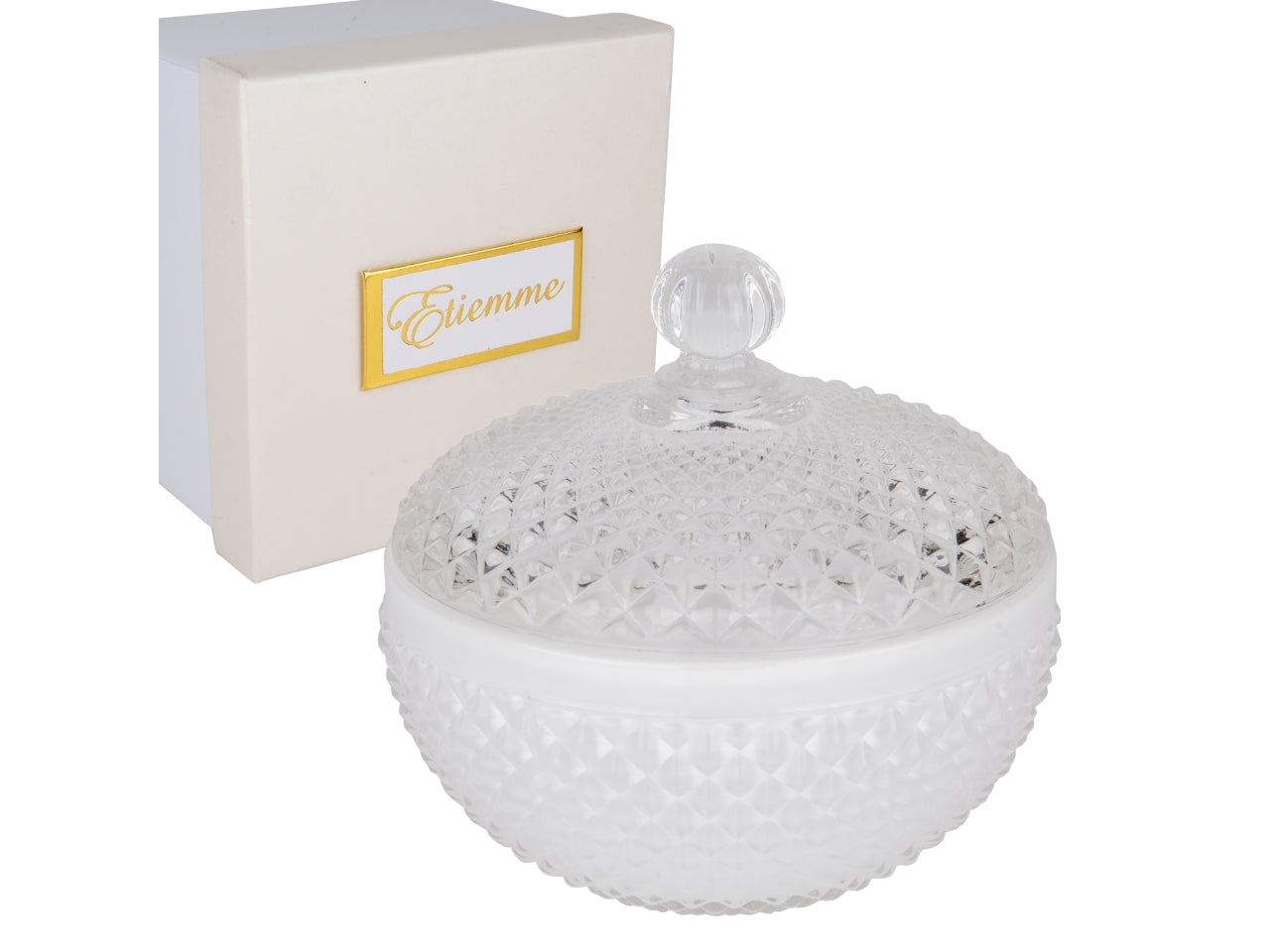 Ginevra cofanetto tondo in vetro d.11xh.10cm