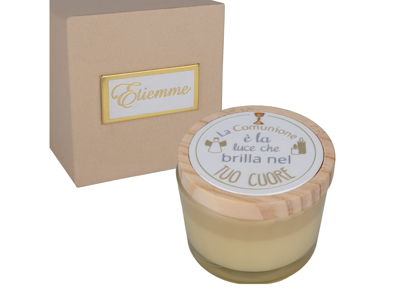 Sfavilla candela profumata con cofanetto in vetro 7,5xh.6cm comunione