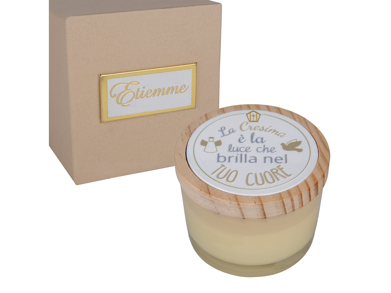 Sfavilla candela profumata con cofanetto in vetro 7,5xh.6cm cresima